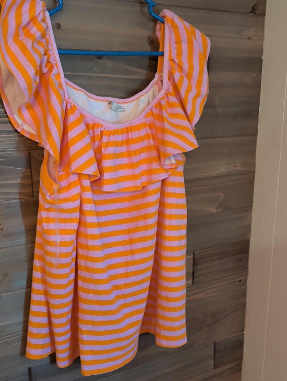 Cato L Pink & Orange Striped Ruffle Dress Size 26/28